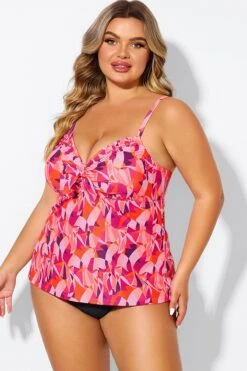 Multi Colors Tie Front Sweetheart Neckline Tankini Top 10 Multi Colors Tie Front Sweetheart Neckline Tankini Top -Sandy Bikinis Shop b detan024005 5