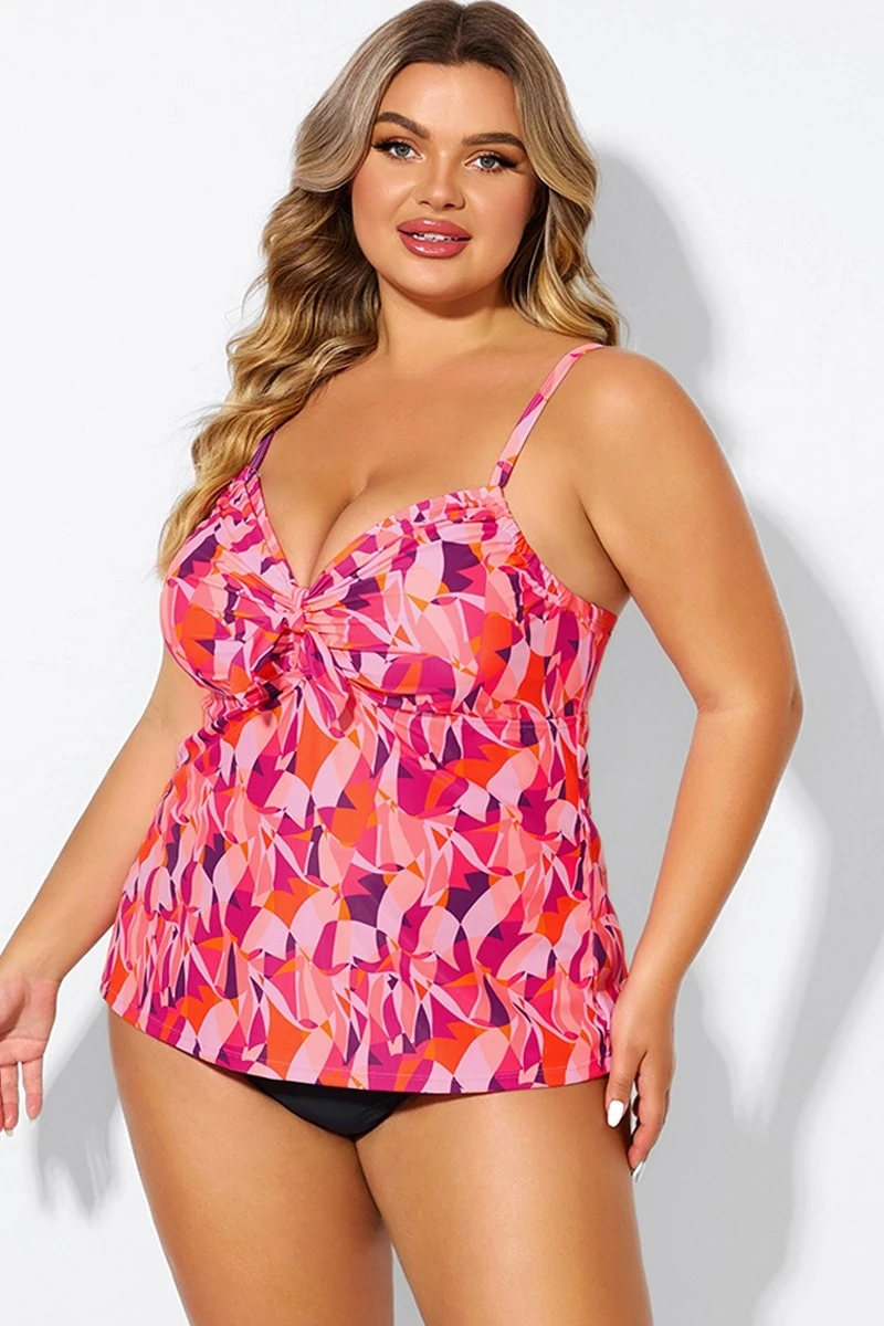 Multi Colors Tie Front Sweetheart Neckline Tankini Top 5 Multi Colors Tie Front Sweetheart Neckline Tankini Top - Image 5