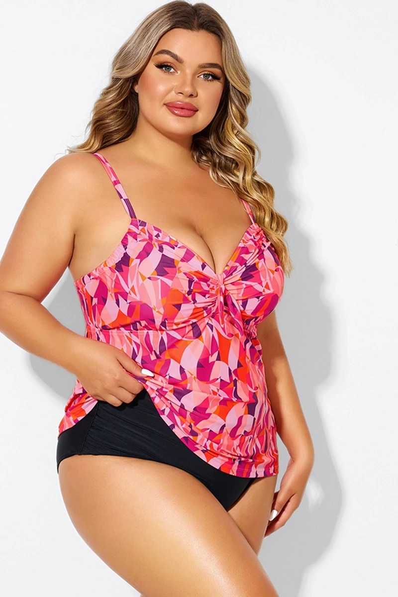 Multi Colors Tie Front Sweetheart Neckline Tankini Top 6 Multi Colors Tie Front Sweetheart Neckline Tankini Top - Image 6