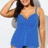 Blue Twist-front Sweetheart Neckline Tankini Top