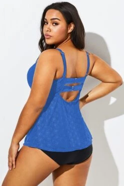Blue Twist-front Sweetheart Neckline Tankini Top -Sandy Bikinis Shop b detan030003 55