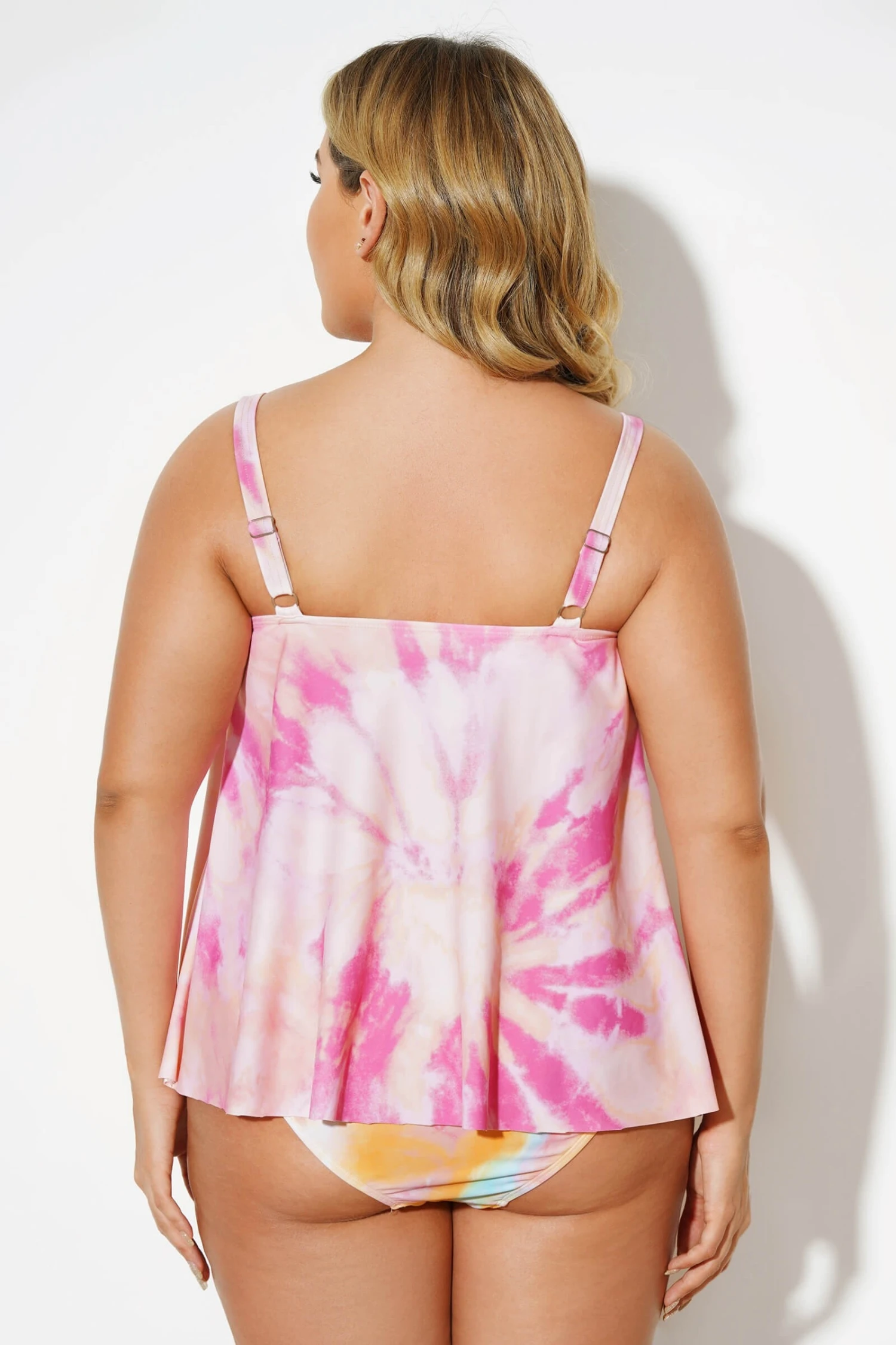 Tie Dye Flowy Sweetheart Neckline Underwire Tankini Top 2 Tie Dye Flowy Sweetheart Neckline Underwire Tankini Top - Image 2