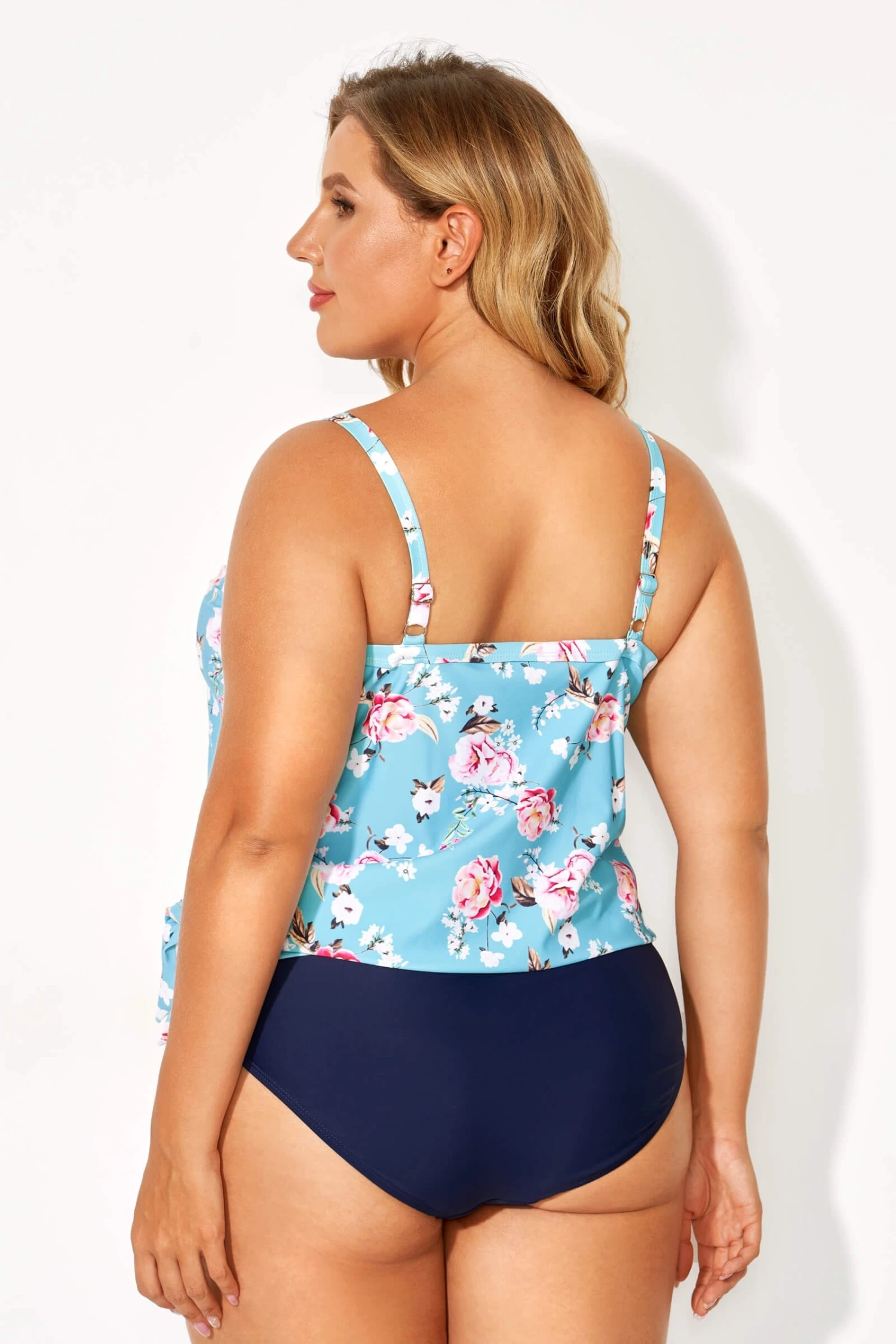 Floral Printed Self-tie Halter Straps Tankini Top 2 Floral Printed Self-tie Halter Straps Tankini Top - Image 2