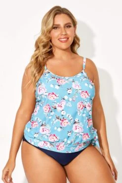 Floral Printed Self-tie Halter Straps Tankini Top 6 Floral Printed Self-tie Halter Straps Tankini Top -Sandy Bikinis Shop b detan053002 4