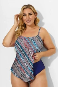 Multicolor Scarf Bandeau Vintage Women Tankini Top 6 Multicolor Scarf Bandeau Vintage Women Tankini Top -Sandy Bikinis Shop b detan060002 22