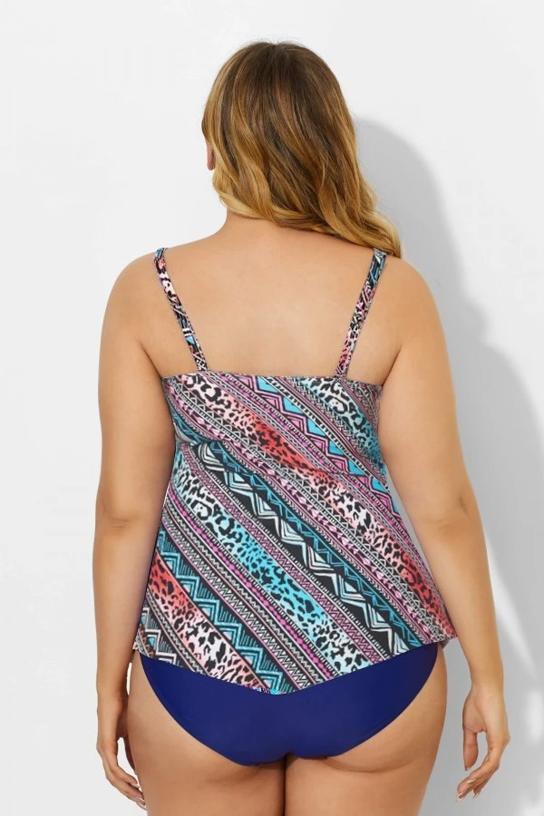 Multicolor Scarf Bandeau Vintage Women Tankini Top 2 Multicolor Scarf Bandeau Vintage Women Tankini Top - Image 2