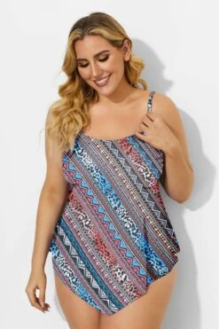 Multicolor Scarf Bandeau Vintage Women Tankini Top 7 Multicolor Scarf Bandeau Vintage Women Tankini Top -Sandy Bikinis Shop b detan060002 44