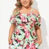 Floral Printed Off The Shoulder Women Tankini Set