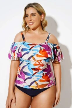 Colourful Leaves Printed Underwire Tankini Top -Sandy Bikinis Shop b detan086003 3