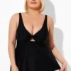 Black Sexy Tie Front Underwire Tankini Top