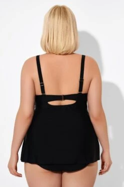 Black Sexy Tie Front Underwire Tankini Top 6 Black Sexy Tie Front Underwire Tankini Top -Sandy Bikinis Shop b detan132001 2