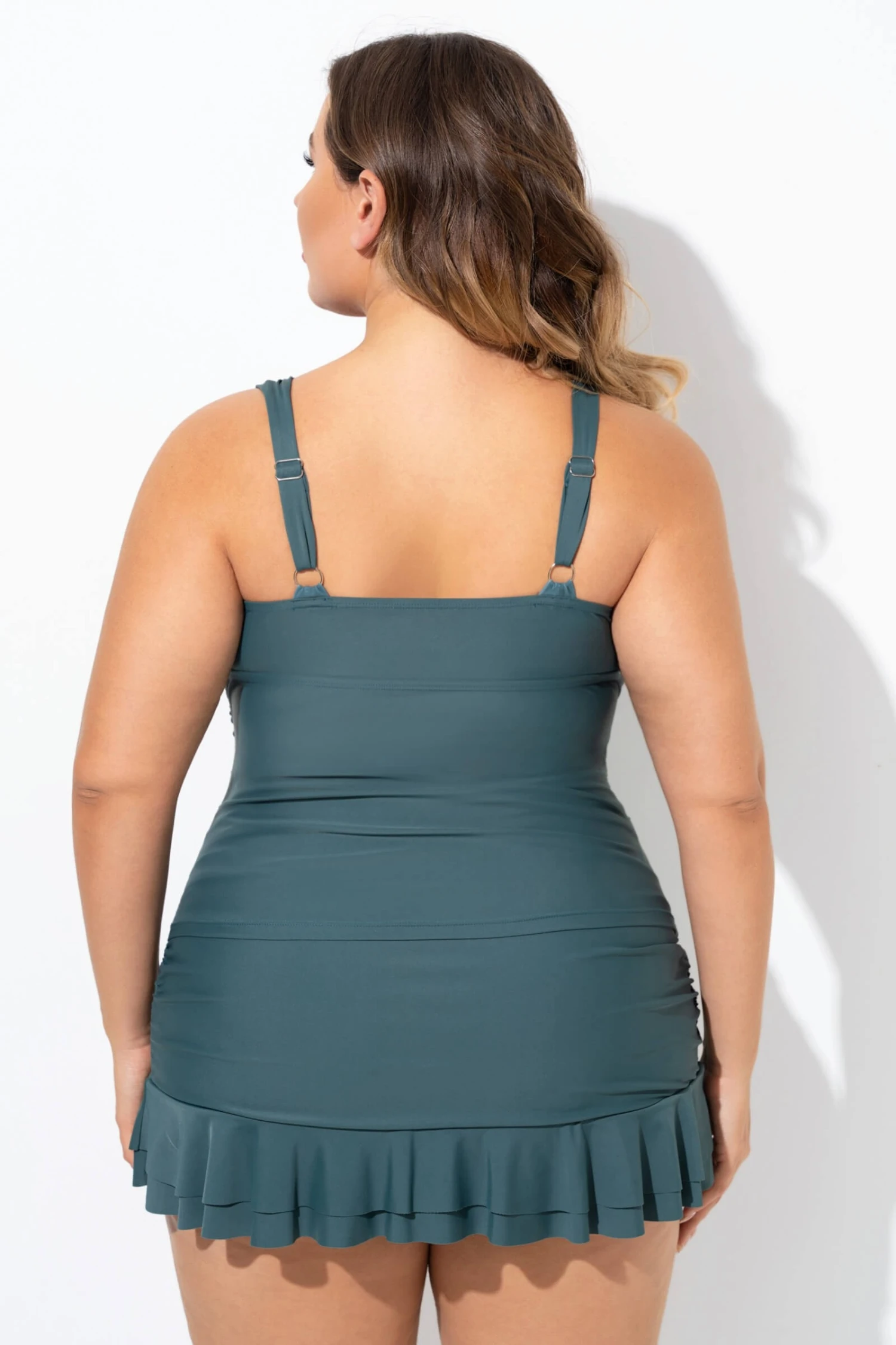 Green Twist Front Shirred Underwire Tankini Top 2 Green Twist Front Shirred Underwire Tankini Top - Image 2