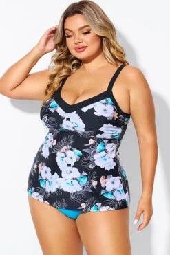 Floral Print Underwire A-line Women Tankini Top