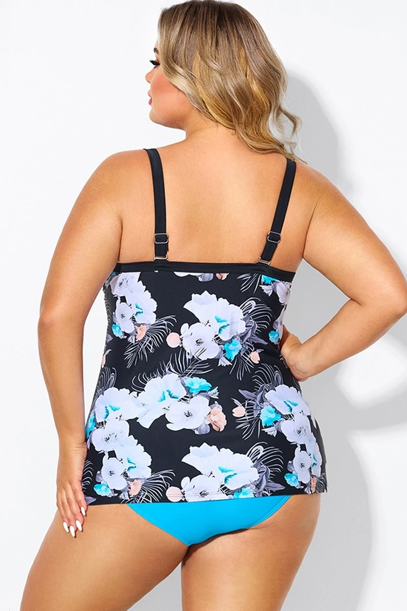 Floral Print Underwire A-line Women Tankini Top 2 Floral Print Underwire A-line Women Tankini Top - Image 2
