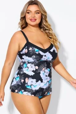 Floral Print Underwire A-line Women Tankini Top 11 Floral Print Underwire A-line Women Tankini Top -Sandy Bikinis Shop b detan142002 6