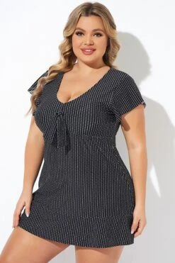 Textured Dot Flutter-Sleeve Cap Sleeves Tankini Top -Sandy Bikinis Shop b detan166001 3