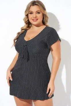 Textured Dot Flutter-Sleeve Cap Sleeves Tankini Top -Sandy Bikinis Shop b detan166001 4