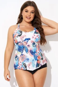 Flower Printed Racerback V Neckline Tankini Top 10 Flower Printed Racerback V Neckline Tankini Top -Sandy Bikinis Shop b detan169001 4