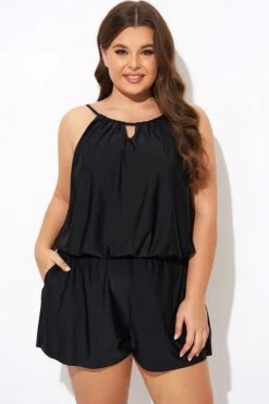 Black High Neck Fashion Tankini Top