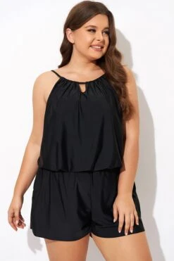 Black High Neck Fashion Tankini Top -Sandy Bikinis Shop b detan171001 4