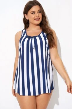 Striped Navy Blue Bowknot Women Tankini Top 10 Striped Navy Blue Bowknot Women Tankini Top -Sandy Bikinis Shop b detan174001 5