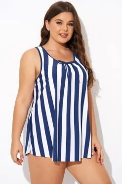 Striped Navy Blue Bowknot Women Tankini Top 11 Striped Navy Blue Bowknot Women Tankini Top -Sandy Bikinis Shop b detan174001 6