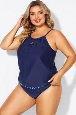 Navy High Neck Blouson Women Tankini Top 11 Navy High Neck Blouson Women Tankini Top -Sandy Bikinis Shop b detan176001 6