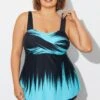 Cross Front Wide Strap Blue Ombre Tankini Top