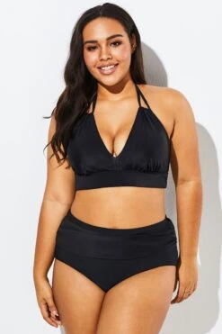 Fashionable Black V-neck Halter Bikini Set 8 Fashionable Black V-neck Halter Bikini Set -Sandy Bikinis Shop b sfbk1911007 3