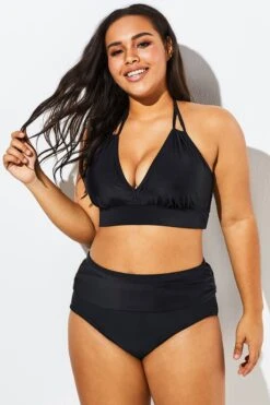 Fashionable Black V-neck Halter Bikini Set 11 Fashionable Black V-neck Halter Bikini Set -Sandy Bikinis Shop b sfbk1911007 6