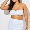 White Twist Front Bandeau Spa Bikini With Skirt