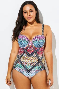 Technicolor Cut Out Underwire One Piece Swimsuit -Sandy Bikinis Shop b sfop1911014 3