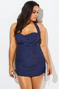 Blue Polka Dot One Piece Swimsuit For Women