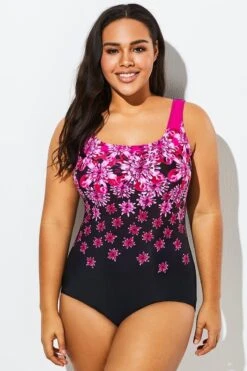 Gradient Exploded Floral Sport One Piece Swimsuit -Sandy Bikinis Shop b sfop1911048 4