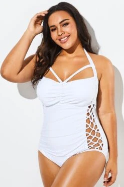 White Hollow Out Underwire One Piece Swimsuit -Sandy Bikinis Shop b sfop1911056 4