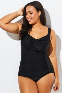 Black Twist Front Push Up One Piece Swimsuit -Sandy Bikinis Shop b sfop1911075 1