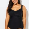 Black Twist Front Push Up One Piece Swimsuit