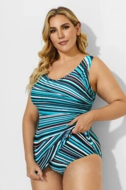V-neck Prism Sarong Front Stylish One Piece Swimsuit 6 V-neck Prism Sarong Front Stylish One Piece Swimsuit -Sandy Bikinis Shop b sfop1911099 3