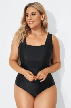 Black Square Neckline Straps One Piece Swimsuit -Sandy Bikinis Shop b sfop1911103 3
