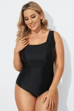 Black Square Neckline Straps One Piece Swimsuit -Sandy Bikinis Shop b sfop1911103 4