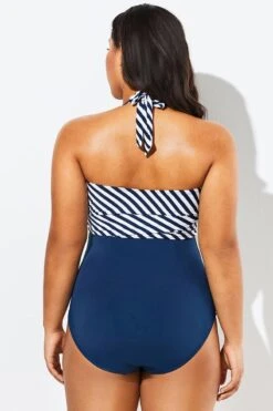 Fashion Faux Wrap Halter One Piece Swimsuit -Sandy Bikinis Shop b sfop1911125 5
