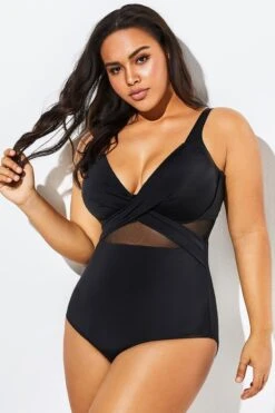 Black Cut Out Mesh Underwire One Piece Swimsuit 9 Black Cut Out Mesh Underwire One Piece Swimsuit -Sandy Bikinis Shop b sfop1911127 6