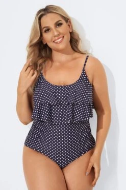 Navy Scoopneck Dot Tiered One Piece Swimsuit 7 Navy Scoopneck Dot Tiered One Piece Swimsuit -Sandy Bikinis Shop b sfop2003092 4