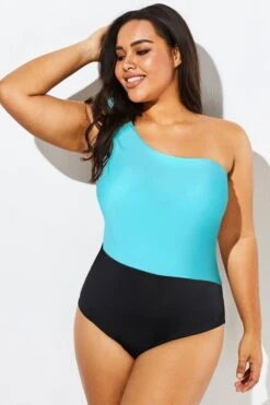 Vintage Mesh One Shoulder One Piece Swimsuit