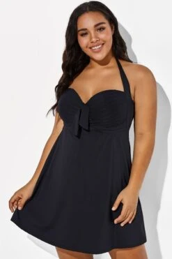 Black Bow Classic Halter Swimdress For Lady -Sandy Bikinis Shop b sfsd1911026 4