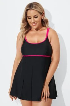 Black Scoopneck Double Lingerie Straps Swimdress -Sandy Bikinis Shop b sfsd1911035 3