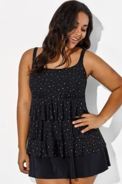 Black Square Neck Ruffle Vintage Women Swimdress -Sandy Bikinis Shop b sfsd1911046 44