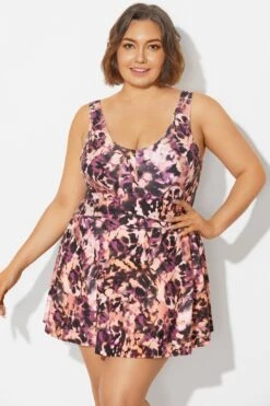 V-Neck Auburn Tie Dye Black Elegant Swimdress -Sandy Bikinis Shop b sfsd1911048 5