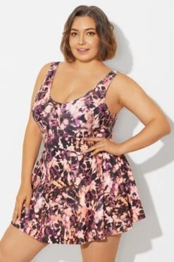 V-Neck Auburn Tie Dye Black Elegant Swimdress -Sandy Bikinis Shop b sfsd1911048 6