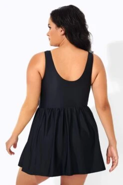 Black Classic White Dot Women Swimdress -Sandy Bikinis Shop b sfsd2003036 3